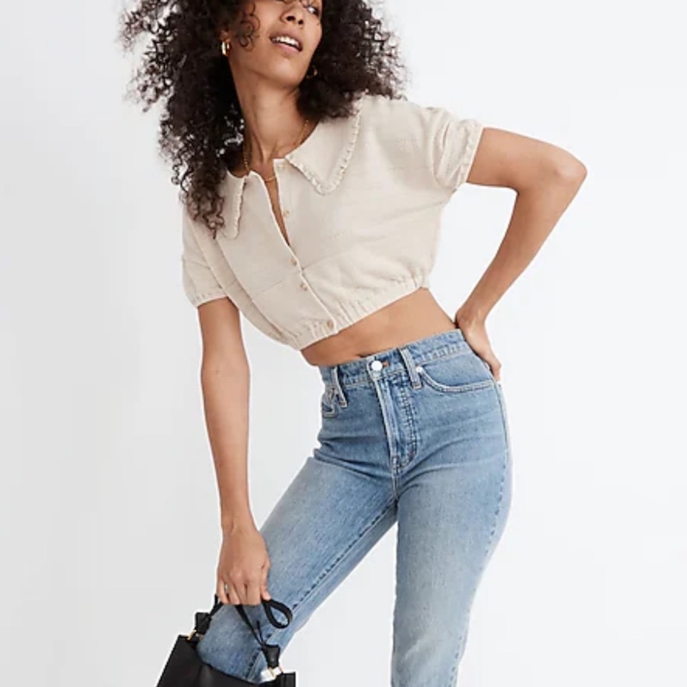 Madewell Ruffle-Collared Crop Top Size M